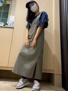 「スリット」｜「アイテム（ジャンパースカート）」を使った、MYさん（レディース・156cm）の秋コーディネート
