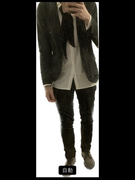 「Saint Laurent（サンローラン）のアイテム（シューズ）」を使った、tomさん（メンズ・174cm）の冬コーディネート