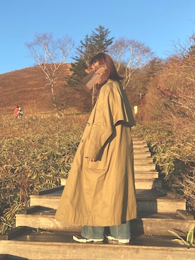 「EMODA（エモダ）のアイテム（トレンチコート）」を使った、yellowgirlrenさん（レディース・158cm）の冬コーディネート