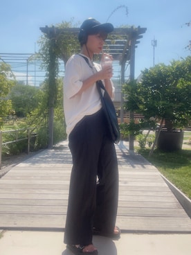 「CLANE（クラネ）のアイテム（帽子）」を使った、Saraさん（レディース・156cm）の夏コーディネート