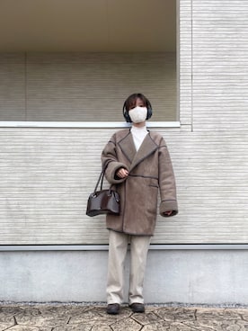 「OZOC（オゾック）のアイテム（パンツ）」を使った、Saraさん（レディース・156cm）の冬コーディネート