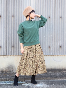 「大人古着」｜ajisai＊yuuさん（レディース・157cm）の冬コーディネート