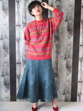 「古着好きな人と繋がりたい」｜「アイテム（パンプス）」を使った、ajisai＊yuuさん（レディース・157cm）の冬コーディネート