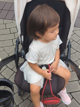 「PETIT BATEAU（プチバトー）のアイテム（スカート）」を使った、史梦雅さん（キッズ・90cm）の夏コーディネート