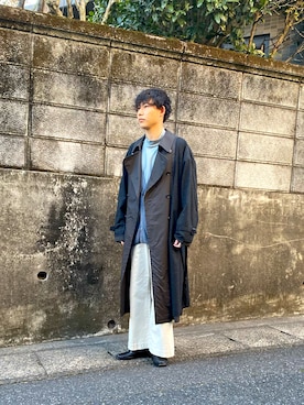 「yoke」｜「アイテム（トレンチコート）」を使った、ぺひさん（メンズ・178cm）の冬コーディネート