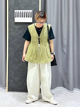 「LEPSIM（レプシィム）のシアーメランジT　497226（Tシャツ/カットソー、ブラック系）」を使った、miiisanさん（レディース・150cm）の春コーディネート