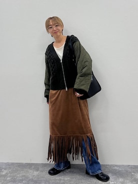 「LEPSIM（レプシィム）のアウトリンキングシアープルオーバー　582453（Tシャツ/カットソー）」を使った、miiisanさん（レディース・150cm）の秋コーディネート