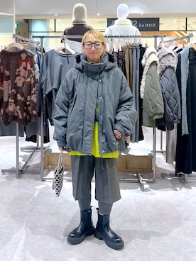 「アイテム（その他アウター、グレー系）」を使った、miiisanさん（レディース・150cm）の冬コーディネート