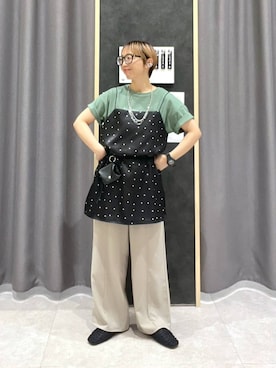 「アイテム（イヤーカフ）」を使った、miiisanさん（レディース・150cm）の春コーディネート