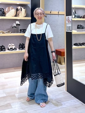 「LEPSIM（レプシィム）のスムースベーシックT　242861（Tシャツ/カットソー）」を使った、miiisanさん（レディース・150cm・30代）の夏コーディネート