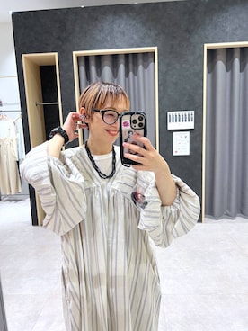 「LEPSIM（レプシィム）のストライプリボンワンピース　634461（ワンピース、ホワイト系）」を使った、miiisanさん（レディース・150cm）の春コーディネート