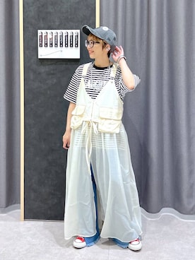 「LEPSIM（レプシィム）の【NEW ERA】アシッドWASH CAP　645733（キャップ、ブラック系）」を使った、miiisanさん（レディース・150cm）の春コーディネート