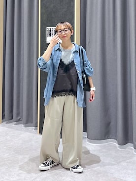 「LEPSIM（レプシィム）の【CONVERSE／コンバース】AS/AGED/AC/OX　573027（スニーカー、ブラウン系）」を使った、miiisanさん（レディース・150cm）の春コーディネート