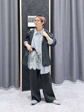 「LEPSIM（レプシィム）のストラップミュールパンプス　647404（パンプス、シルバー系）」を使った、miiisanさん（レディース・150cm）の春コーディネート