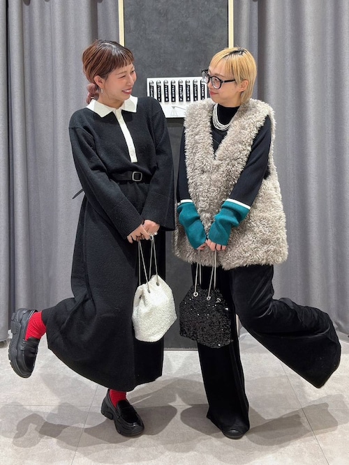 セール】【産前・産後対応】マタニティ／配色ポロニットワンピース