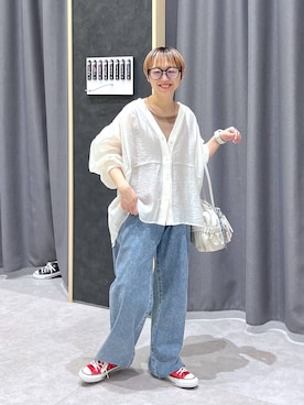 「LEPSIM（レプシィム）のステンレスアソートチョーカー　633036（チョーカー、シルバー系）」を使った、miiisanさん（レディース・150cm）の春コーディネート