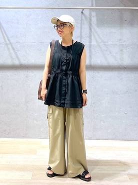 「LEPSIM（レプシィム）のフェイクレザーソフトショルダー　234670（ショルダーバッグ）」を使った、miiisanさん（レディース・150cm・30代）の夏コーディネート
