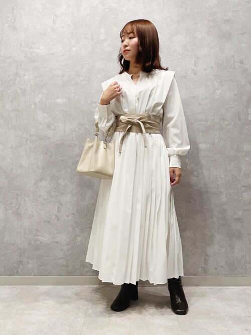 セール】サッシュベルトプリーツシャツワンピース（ワンピース  