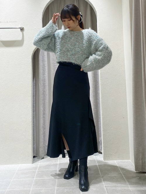 カーディガン ラメフェザーショートニットカーディガン レディース LADYMADE カーディガン ラメフェザーショートニットカーディガン