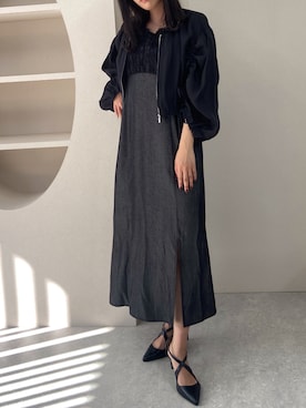 「スリット」｜「アイテム（ブルゾン）」を使った、LADYMADE Stylingさん（レディース・160cm）の冬コーディネート