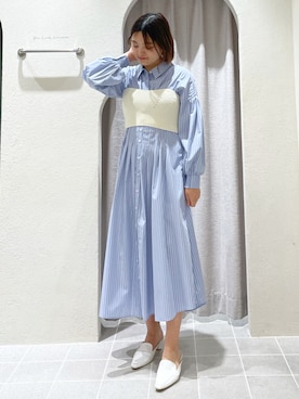 「ブルーワンピース」｜「アイテム（ワンピース/ドレス）」を使った、LADYMADE Stylingさん（レディース・160cm）の冬コーディネート