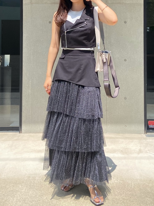 セール】ラメチュールフリルティアードスカート（スカート）｜LADYMADE