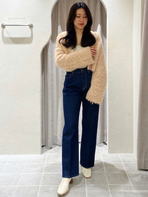 カーディガン ラメフェザーショートニットカーディガン レディース LADYMADE カーディガン ラメフェザーショートニットカーディガン