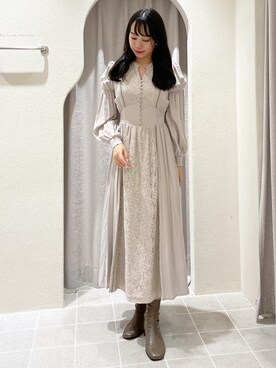 「アイテム（ドレス、グレー系）」を使った、LADYMADE Stylingさん（レディース・160cm）の冬コーディネート