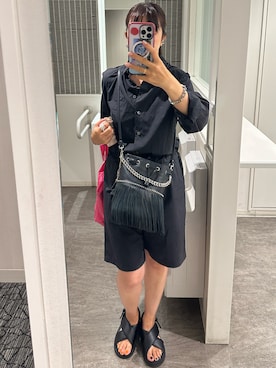 「アイテム（つなぎ/オールインワン）」を使った、RIKさん（レディース・165cm）の秋コーディネート