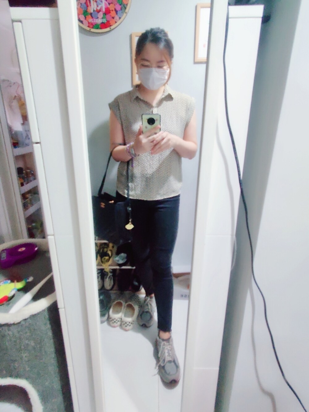 「Saturday、working style、hkgirl、September 2021、微胖穿搭、on diet、夏秋ミックス」｜「CHANELのアイテム（ショルダーバッグ、ブラック系）」を使った、Yukariveraさん（レディース・164cm）の秋コーディネートの1枚目の写真