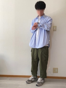 「bellken ideaのアイテム（シャツ/ブラウス、ブルー系）」を使った、reeeeoさん（メンズ・168cm）の春コーディネート