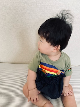 「MIKI HOUSE（ミキハウス）のアイテム（Tシャツ/カットソー）」を使った、shu.さん（キッズ・70cm）の夏コーディネート