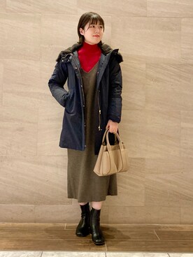 ワンピース ブラウン系 を使った 赤ニット の人気ファッションコーディネート ユーザー ショップスタッフ Wear