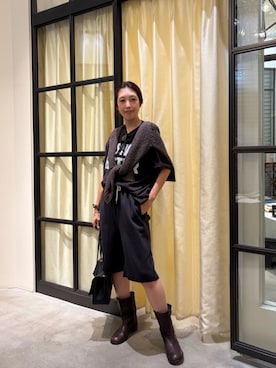 「Whim Gazette（ウィムガゼット）のフロントロゴTシャツ（Tシャツ/カットソー、グレー系）」を使った、wgmatsuさん（レディース・165cm）の夏コーディネート