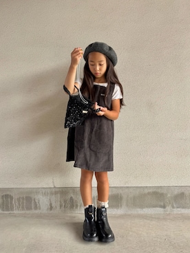 「アイテム（オールインワン・サロペット）」を使った、ぜんすーさん（キッズ・125cm）の冬コーディネート