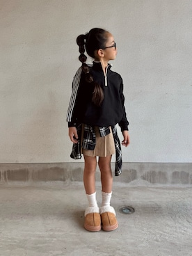 「アイテム（モカシン/デッキシューズ）」を使った、ぜんすーさん（キッズ・125cm）の冬コーディネート