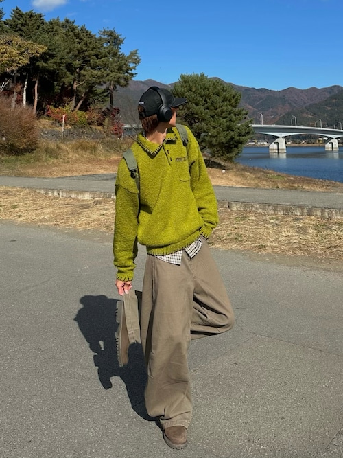 Stiched Knit Polo Top - ステッチニットポロトップス -（ニット