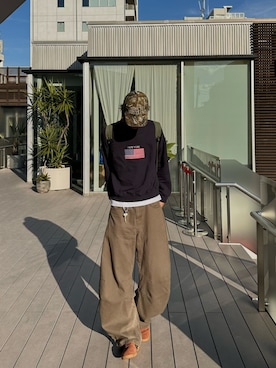 「ASICS（アシックス）のアイテム」を使った、haruさん（メンズ・187cm）の冬コーディネート