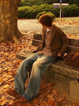 「アイテム（テーラードジャケット）」を使った、haruさん（メンズ・187cm）の秋コーディネート