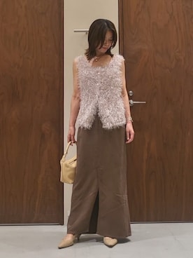 「GALLARDAGALANTE（ガリャルダガランテ）の2wayシャギータンク（タンクトップ、ベージュ系）」を使った、gg_youko_さん（レディース・158cm）の夏コーディネート