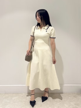 「JILL by JILL STUART（ジルバイジルスチュアート）のカノコポロシャツワンピース（ワンピース、ホワイト系）」を使った、takeuchiさん（レディース・151cm）の夏コーディネート