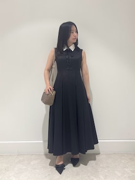 「JILL by JILL STUART（ジルバイジルスチュアート）のパフィーポシェット（ショルダーバッグ、ブラウン系）」を使った、takeuchiさん（レディース・151cm）の夏コーディネート