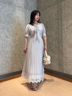 「JILL by JILL STUART（ジルバイジルスチュアート）の◇ヘムレースボウタイワンピース（ワンピース、ブルー系）」を使った、takeuchiさん（レディース・151cm）の夏コーディネート