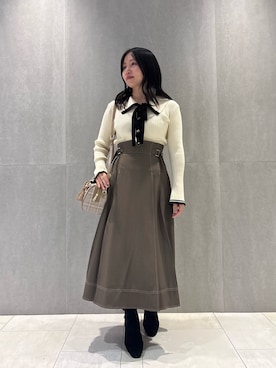 「アイテム（ボストンバッグ、ベージュ系）」を使った、takeuchiさん（レディース・151cm）の秋コーディネート