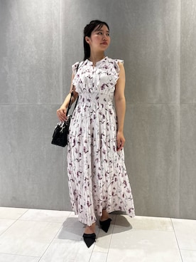 「JILL by JILL STUART（ジルバイジルスチュアート）のシフォンプリーツワンピース（ワンピース、ピンク系）」を使った、takeuchiさん（レディース・151cm）の夏コーディネート