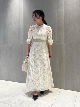 「JILL by JILL STUART（ジルバイジルスチュアート）のレースワンピース（ワンピース、ホワイト系）」を使った、takeuchiさん（レディース・151cm）の夏コーディネート