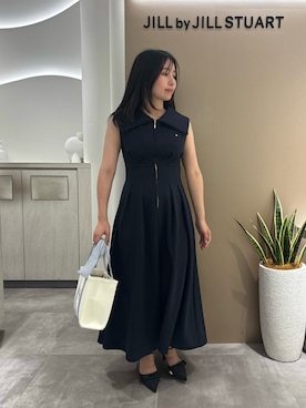 「JILL by JILL STUART（ジルバイジルスチュアート）のダイバー襟付きワンピース（ワンピース、ブルー系）」を使った、takeuchiさん（レディース・151cm）の夏コーディネート