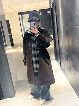 「アイテム（ステンカラーコート）」を使った、ino160821さん（メンズ・165cm）の冬コーディネート