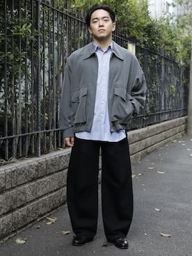 「アイテム（ブルゾン、グレー系）」を使った、PUBLIC TOKYO MENS さん（メンズ・165cm）の秋コーディネート