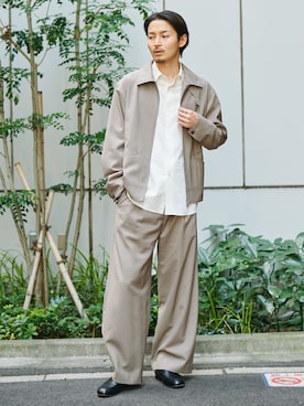 「PUBLIC TOKYO（パブリックトウキョウ）の【ZOZO限定26AW先行予約】High Daily Sports Jacket（ブルゾン、ベージュ系）」を使った、PUBLIC TOKYO MENS さん（メンズ・176cm）の夏コーディネート